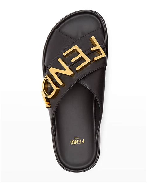 fendi logo slide sandals|fendi sandals flat woman.